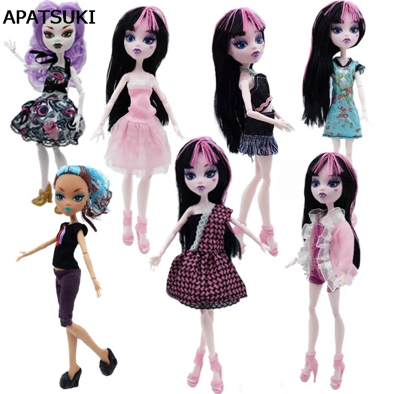 7 шт./лот, модная одежда для куклы Monster High, платья для вечеринок, Vestidos, Повседневная Одежда для куклы детские игрушки Monster High