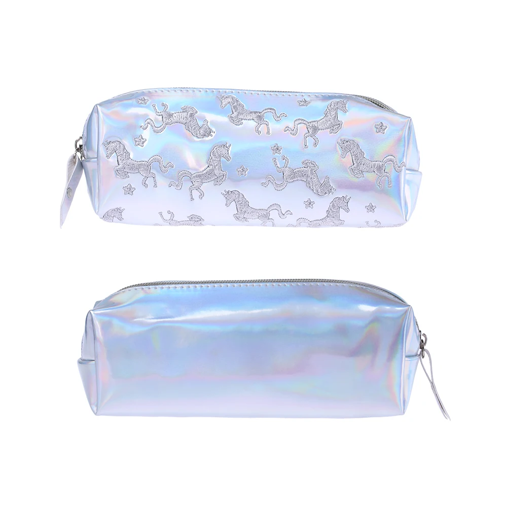 Embroidery Unicorn Pencil Case Laser Pen Bag Cosmetic Bag Stationery Makeup Pouch Coin Purse Large Capacity School Supplies