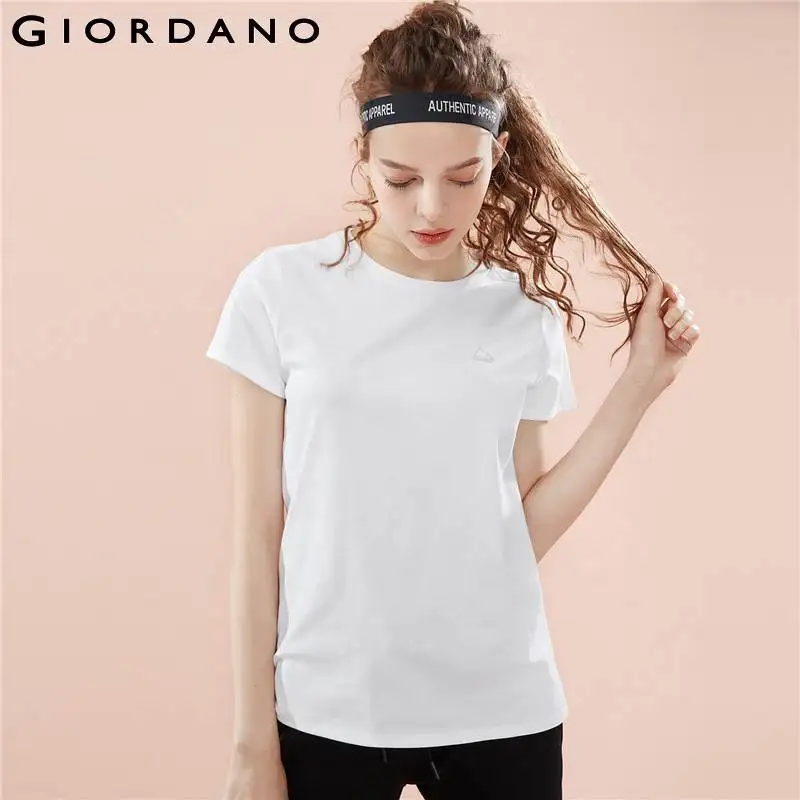 Giordano Women T Shirt Fast Dry Printed Pattern Crewneck Tshirt Tees Short Sleeve Breathable T-shirt Femininas | Женская одежда