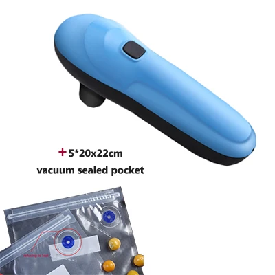 blue USB Мини Портативный пищевой вакуумный упаковщик упаковочная машина упаковщик включает 5 шт. пакетов для бытовой многофункциональной запайки - Цвет: blue