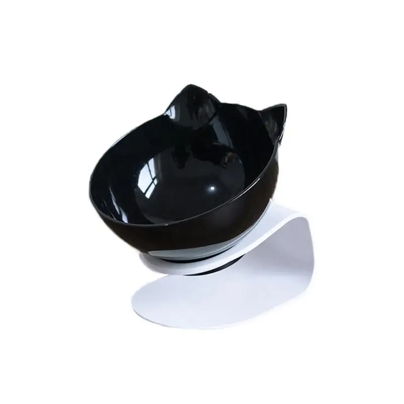 Black Нескользящая миска для корма для домашних животных, для собак, кошек, для защиты шейного позвонка, прозрачная подставка для посуды в форме кошачьих ушей, безопасная и прочная, защита от падения - Цвет: Black