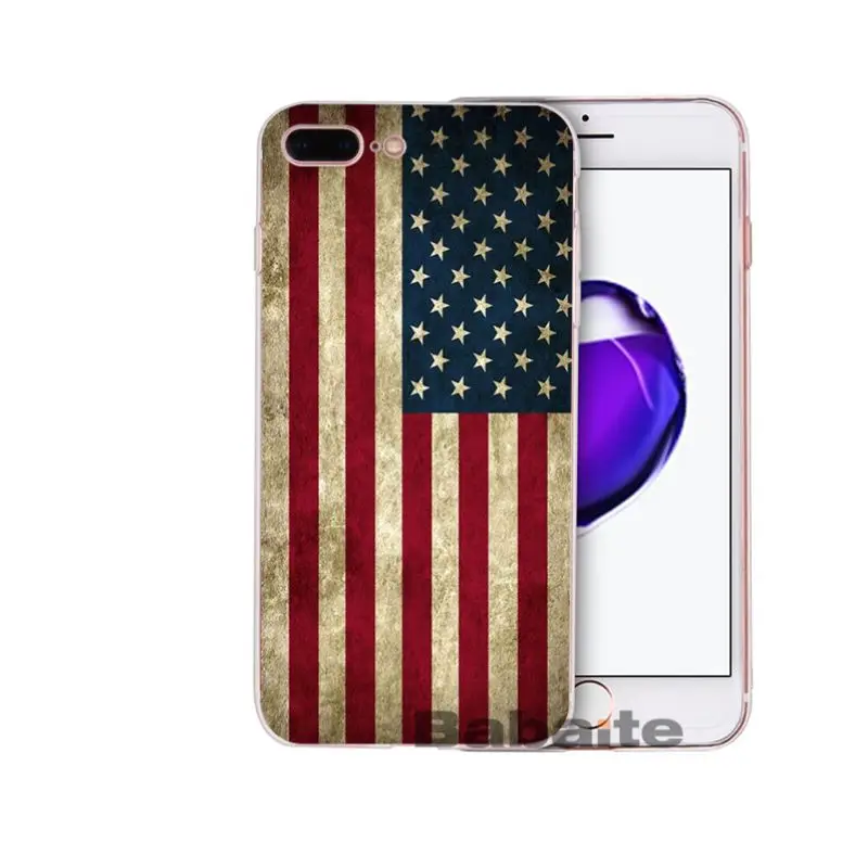 Тонкий чехол для телефона Babaite Blue Line с американским флагом США iPhone 6S 6plus 7 7plus 8 8Plus X