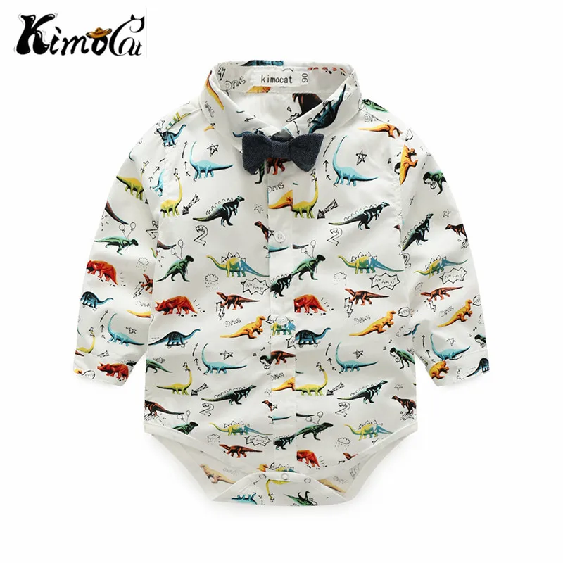 Kimocat new Spring and autumn children's baby boy long-sleeve dinosaur shirt suspenders suit |