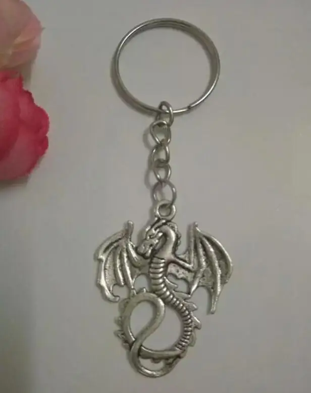 Gothic Fantasy Dragon Charm Keyring Gift Key Chain Plating Pendant Ring Good Luck jewelry 50 Pcs | Украшения и аксессуары