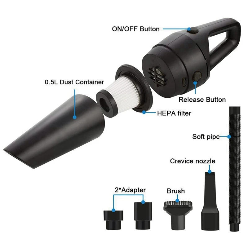 Ручной пылесос беспроводной перезаряжаемый автомобильный с сильным всасыванием
