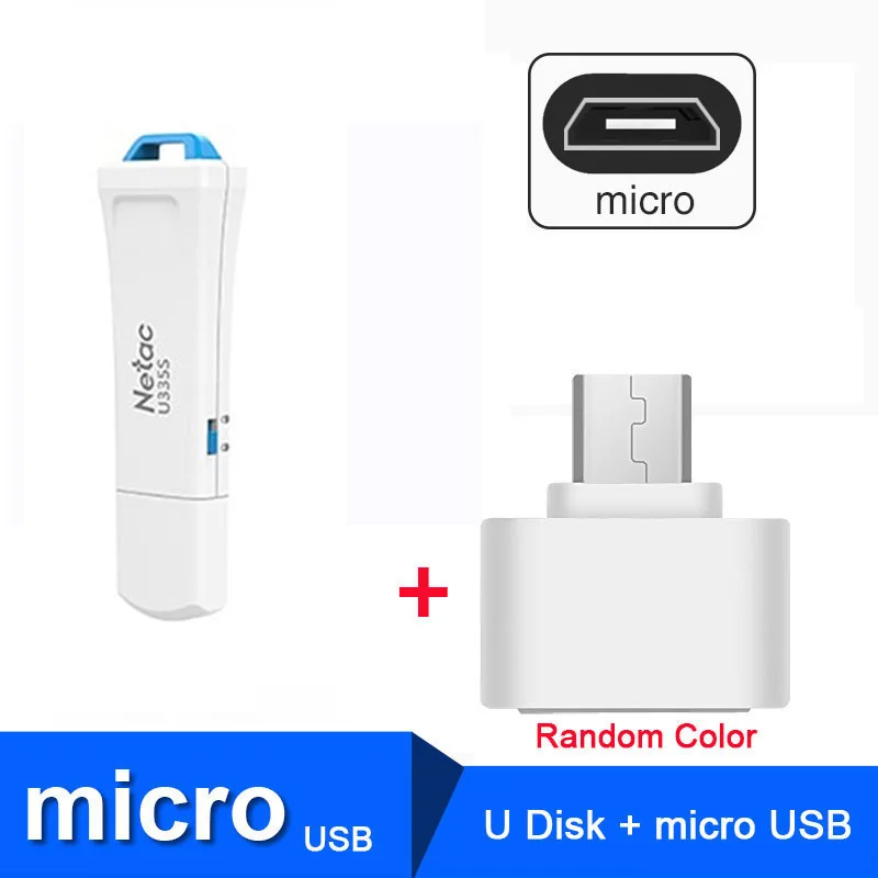 U335S 16GB Plus OTG Netac U335S USB флешка флеш-накопитель 16 Гб защита от записи секретная ручка накопитель пластик memoria cle usb 3,0 палка защищенная Флешка animado - Цвет: U335S 16GB Plus OTG