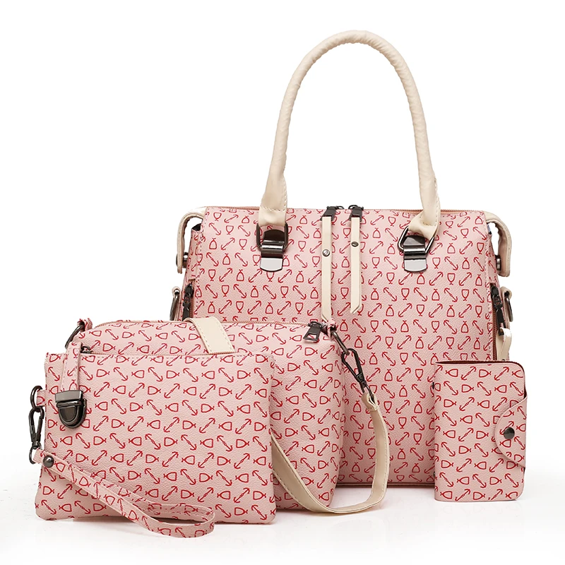 

Famous Fashion Women Handbag PU Leather High Quality Ladies Shoulder Bag 4 Set Messenger Composite Bags for Female Designer Tote