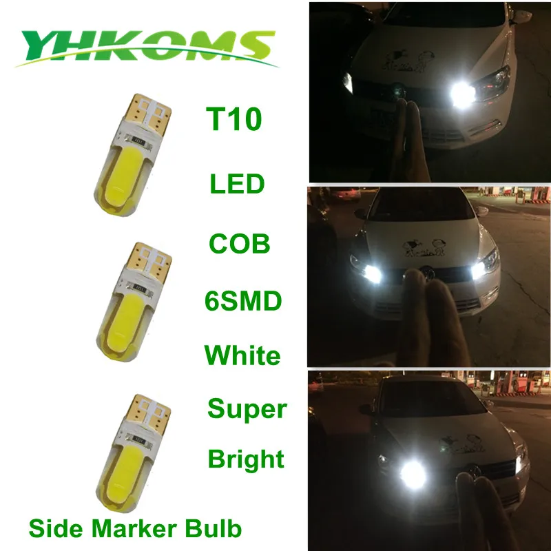 YHKOMS T10 W5W 194 Автомобильный светодиодный номерного знака светильник COB Светодиодный Маркер светильник авто светодиодные лампы для чтения светильник лампочка 12V 6000K