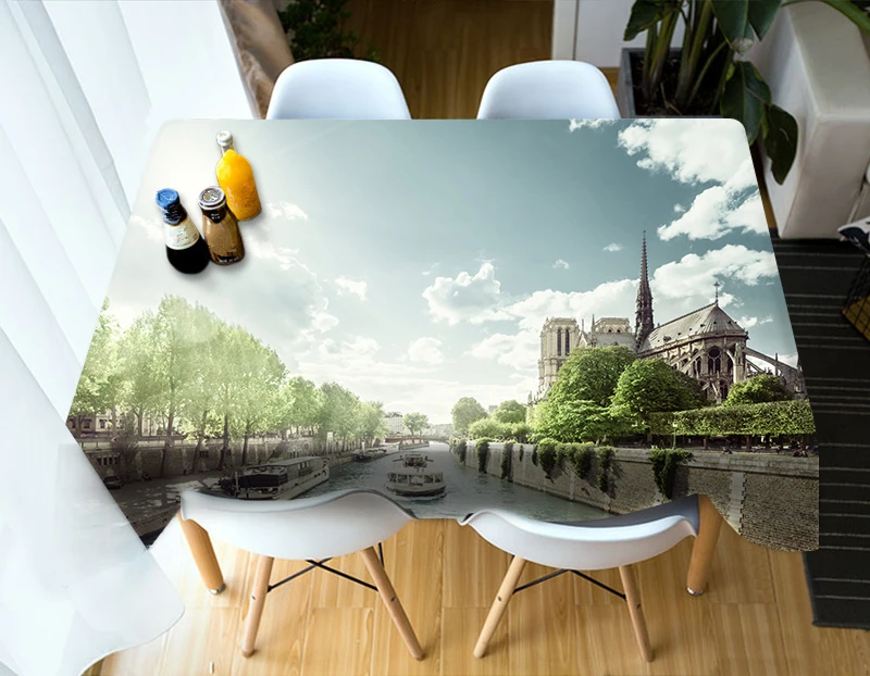 3D Bright Colorful Night City Pattern Tablecloth Waterproof Cloth Thicken Rectangular and Round Table for Wedding | Дом и сад