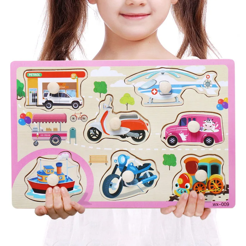 DZ-LB-883-15x22.5cm Детские паззлы, игрушки, деревянные головоломки, ручной захват, набор, обучающие игрушки для детей, мультяшный автомобиль, морские животные, пазл, детский подарок - Цвет: DZ-LB-883-15x22.5cm