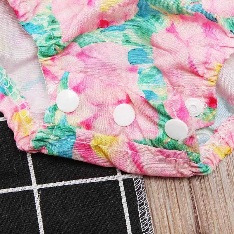 Rorychen Brand 2019 New Summer Toddler Baby Girls Romper Off Shoulder Petal Sleeve Floral Pink Jumpsuit 4-24M |