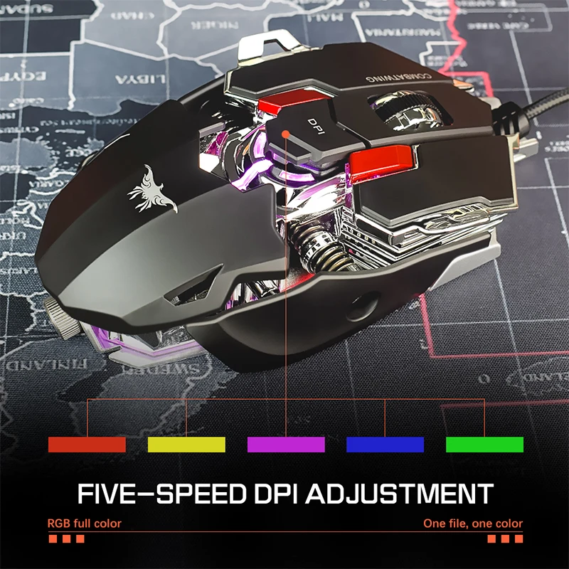 Felyby USB мышь Профессиональный программируемый gaming mouse 10 черный тяжелый touch