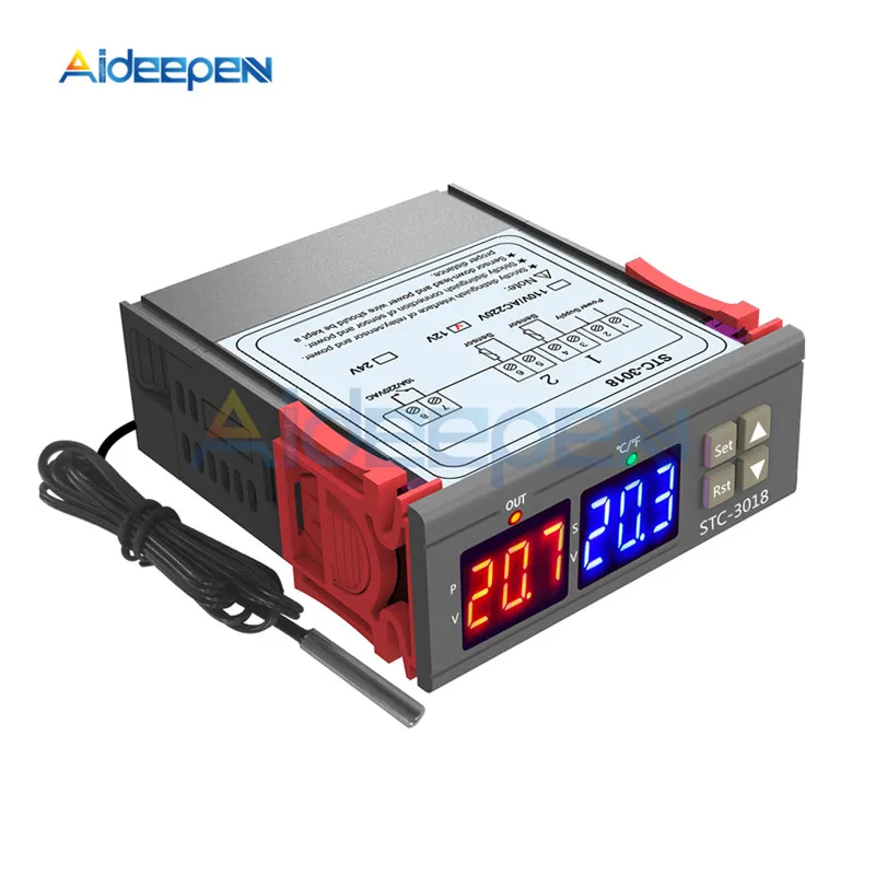 STC-3008 3018 3028 AC 110V 220V DC 12V 24V 10A Двойной Цифровой температурный контроллер гигрометр Отопление охлаждение два релейных выхода