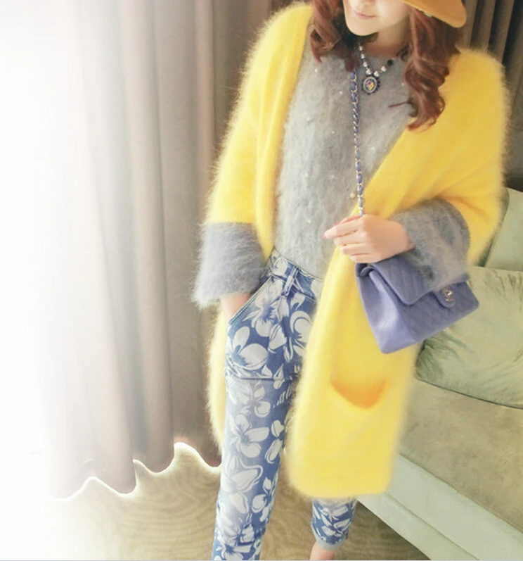 Женский вязаный кашемировый свитер TFP945 контрастный норковый |