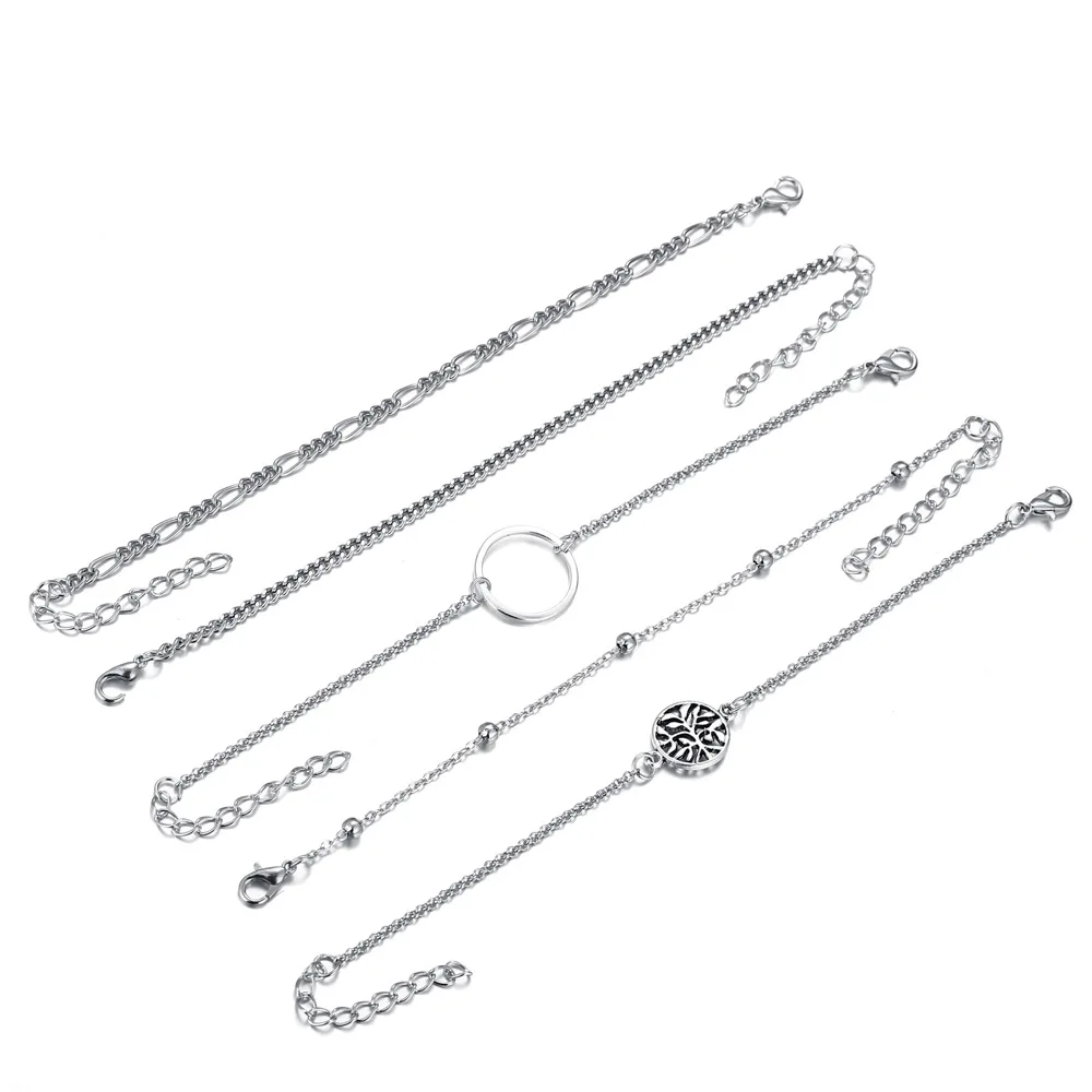 DIEZI корейский Серебряный металлический браслет-цепочка для женщин мужчин дерево