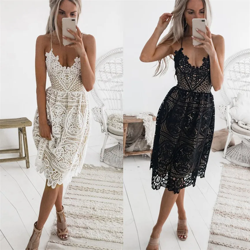 Женское вечернее платье без рукавов с открытой спиной повседневное пляжное