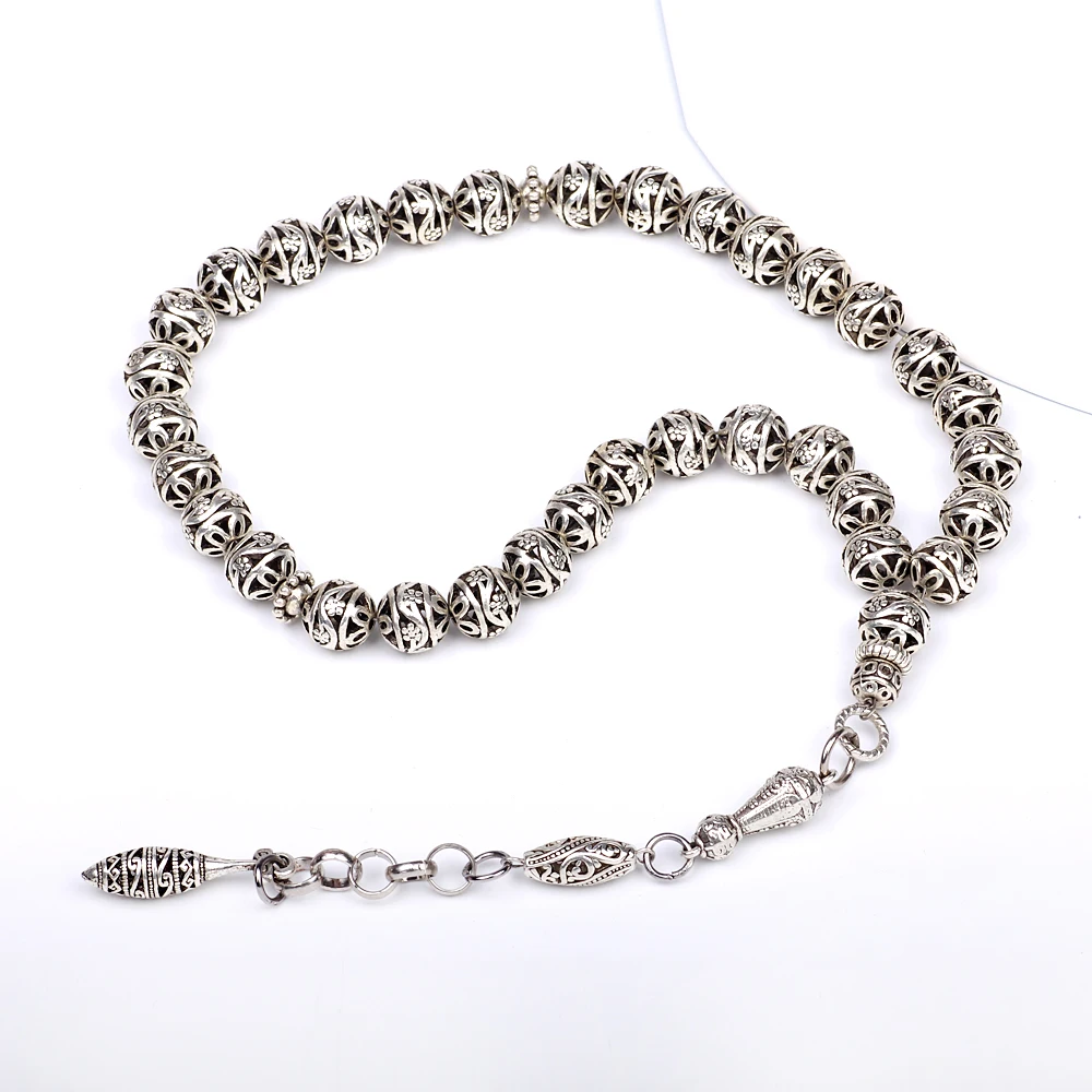 Магазин Tasbih Новое поступление DIY 1 шт Роскошные 11 мм серебряные круглые Полые