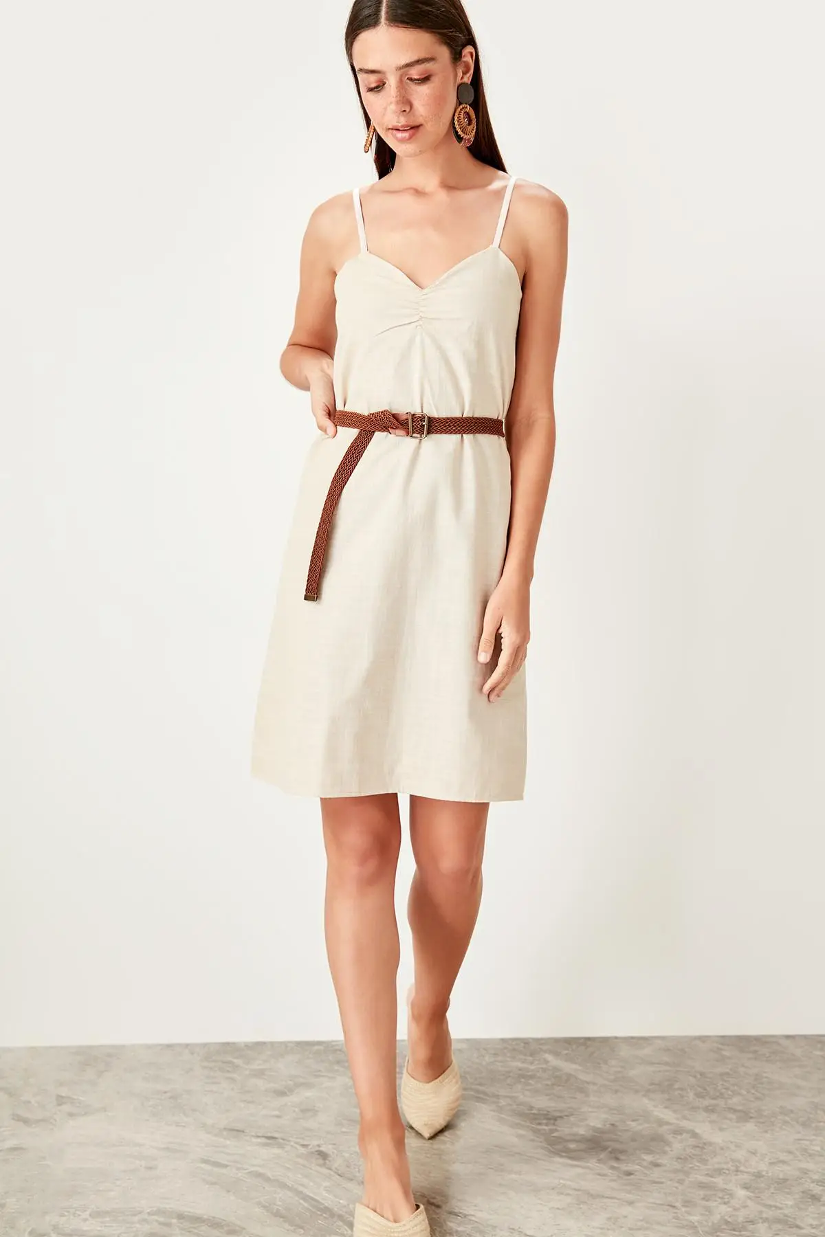 Trendyol Camel Kemerli платье на бретелях TWOSS19YN0274 | Женская одежда
