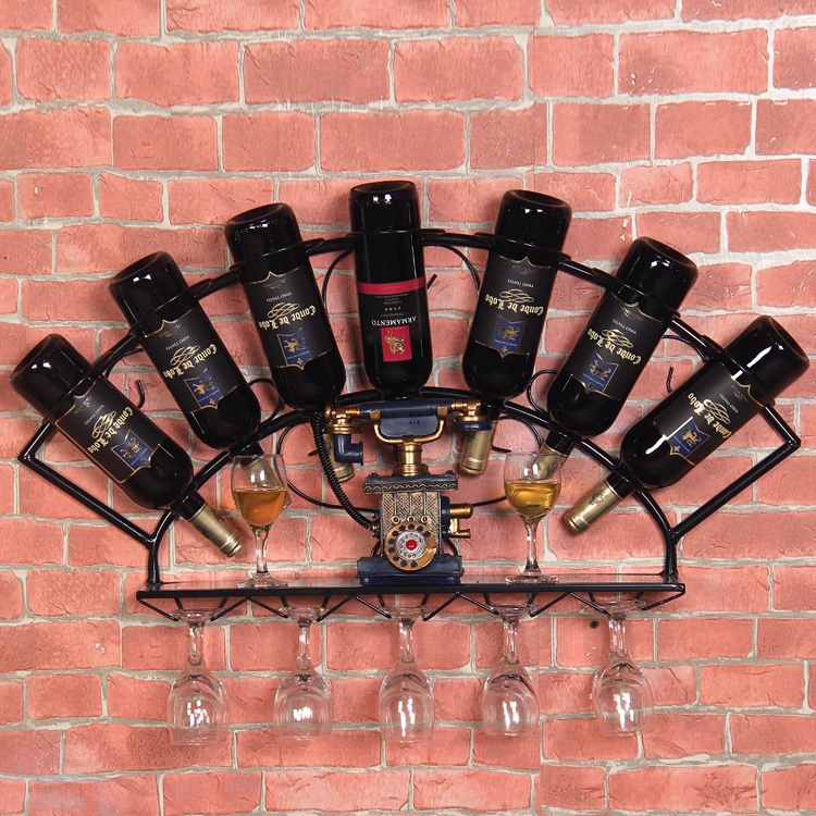 Железная винная полка подвесная настенная декоративная для вина винограда