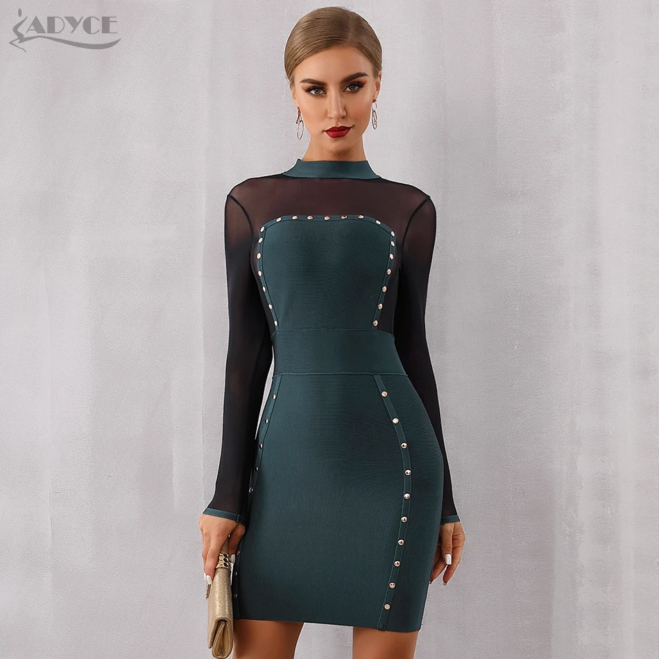 ADYCE 2019 новое летнее женское Бандажное Платье Vestidos сексуальное с длинным рукавом