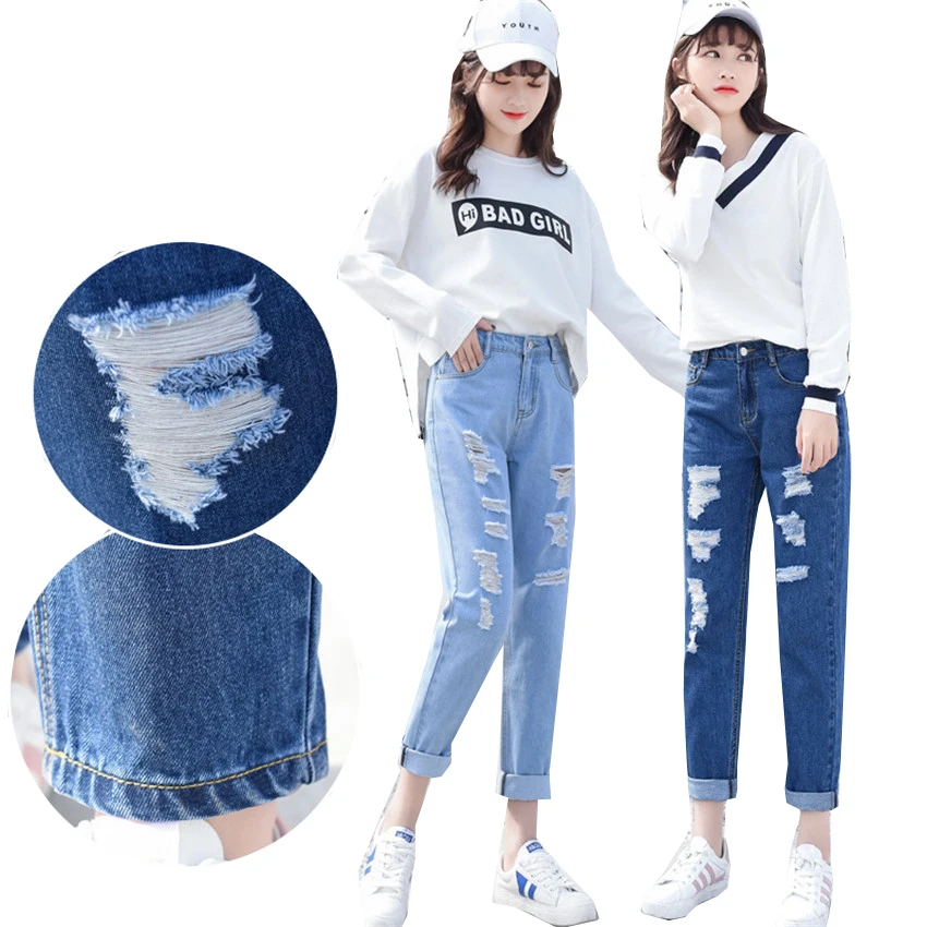 Новые весенние узкие прямые джинсы в мамином стиле корейские студенческие fb