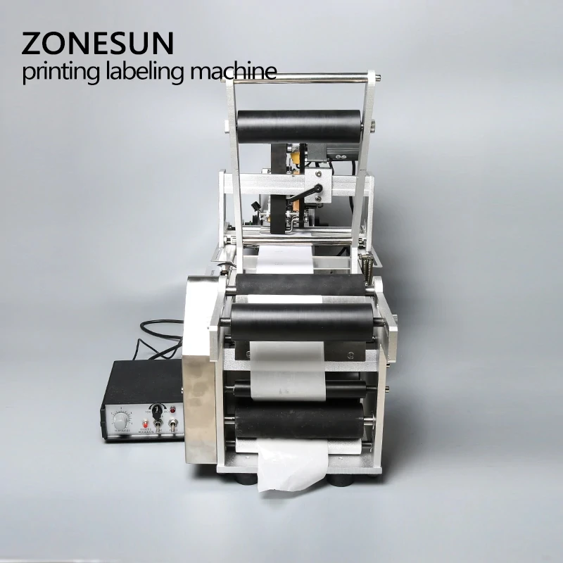 ZONESUN полуавтоматический аппликатор этикеток, принтер с кодом даты, ПЭТ пластиковые бутылки, LT-50D, печать, срок годности, этикетировочная машина
