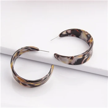 06 Donarsei Fashion ZA Crescent Leopard Acrylic Earrings For Women Boho Acetate C U Shape Drop Dangle Earrings Statement Jewelry - Окраска металла: 06