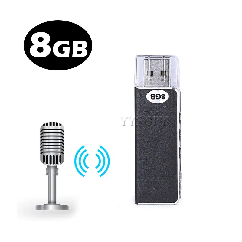 8 ГБ Цифровой диктофон Голосовая активация запись звука USB флеш накопитель Мини