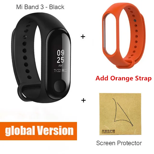 Globalorange film Xiaomi mi Band 3 умный фитнес-браслет трекер Смарт-часы браслет OLED тачпад монитор сна Пульс mi Band 3 - Цвет: Globalorange film