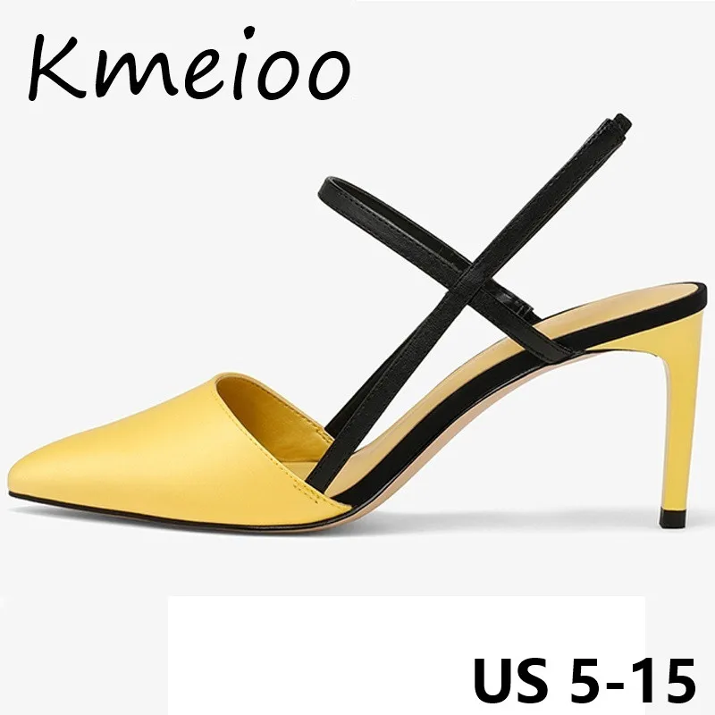 Kmeioo Размеры США 5–15 2018 Новый Модная обувь на высоком каблуке Острый носок туфли