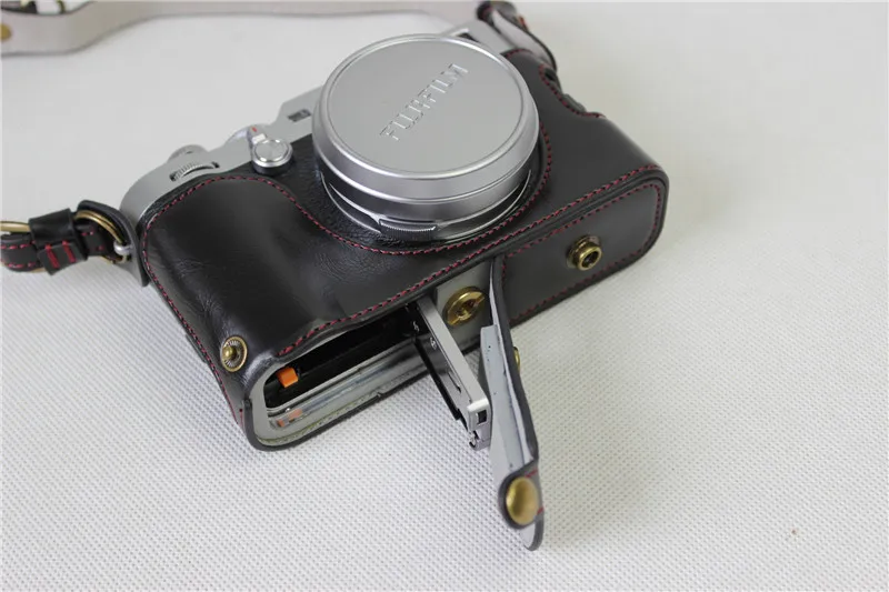 Новейший чехол для камеры из искусственной кожи, сумка для Fuji X100F Fujifilm X100F, защитная сумка с ремешком, минимальный чехол для батареи, дизайн с открытой батареей