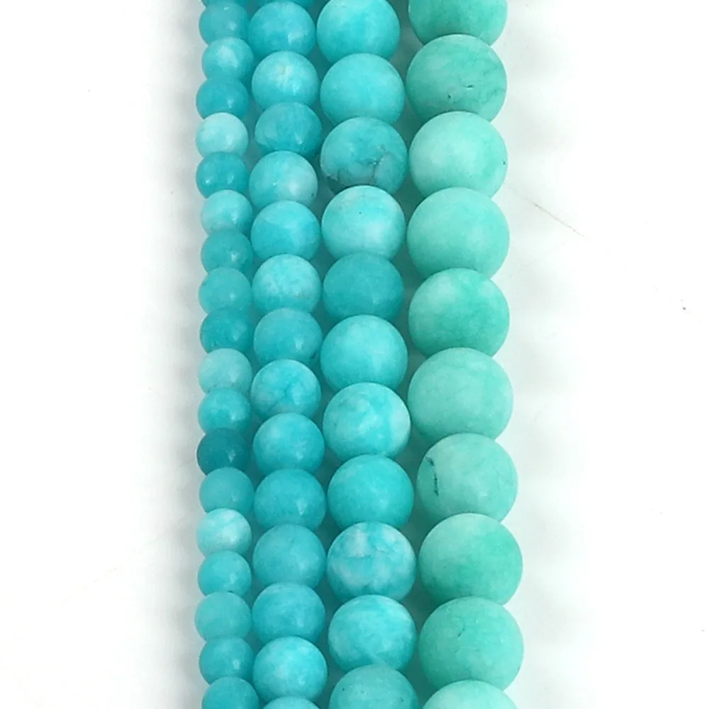 

Wholesale Natural Stone Frosted Blue Amazonite Beads Black Dull Polish Matte Glass Beads 4/6/8/10/12mm For Bracelet Making