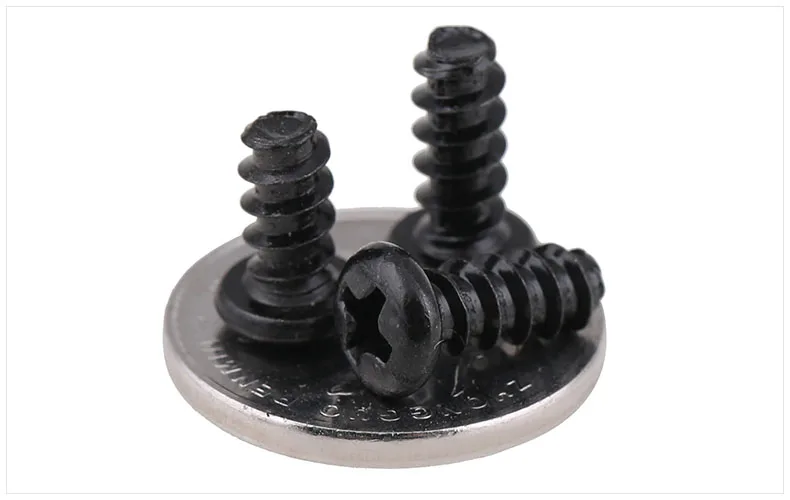 Tapping Screws Head Hirao Carbon Steel Black Self-tapping Phillips Round Electrical Pack Pb M1.4 M1.7 M2 M2.3 M2.6 M3 M4 Found
