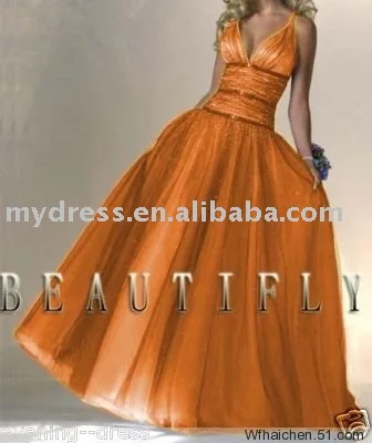 

Beautifly Free Shipping Spaghetti Strap Orange Ball Gowns Bridal Wedding Dresses JH938
