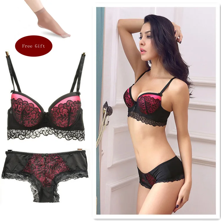 Женский комплект кружевного нижнего белья с чашкой пуш ап B C|Комплекты белья| |