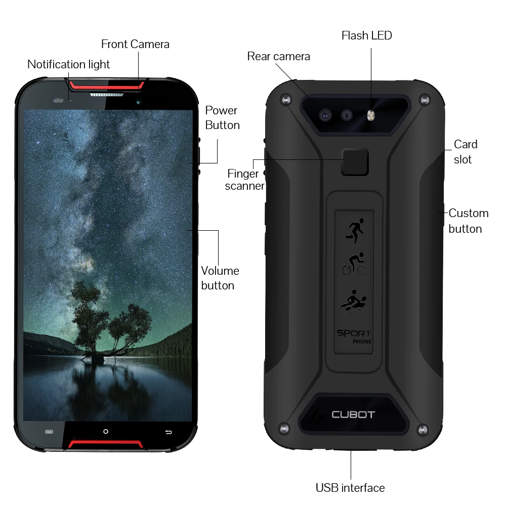 Cubot Quest Lite IP68 спортивный прочный телефон MT6761 5," Android 9,0 Pie 3000 мАч 3 ГБ+ 32 Гб Смартфон 4G LTE двойная камера type-C