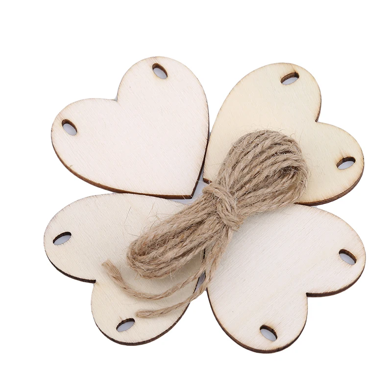 Love heart-shaped solid wooden label practical double hole can worn rope pendant pull flag banner Christmas small gift | Дом и сад
