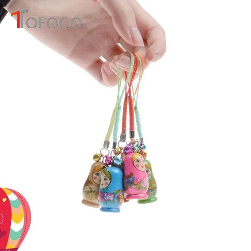 TOFOCO 10pcs Russian Dolls Toy In Sale Wholsesale Wooden Doll Keychain Phone Babushka Matryoshka Hand Painted | Игрушки и хобби