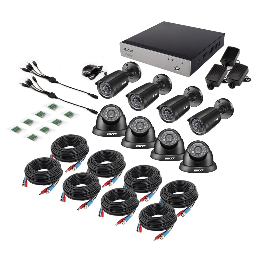 ZOSI 8CH CCTV система 1080N/720P HDMI TVI CCTV DVR 8 шт 1.0MP уличная инфракрасная камера видеонаблюдения 1280TVL домашняя система видеонаблюдения