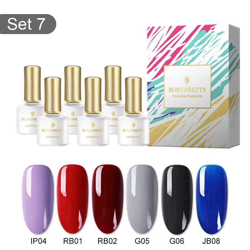 Set 7 Гель-лак для ногтей BORN PRETTY, 6 бутылочек, кошачий глаз, термо меняющий цвет, Гель-лак для ногтей, впитывающий УФ-лак для ногтей - Цвет: Set 7