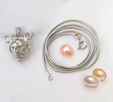 DIY открывается жемчужное ожерелье с кулоном милая клетка для мыши медальон из