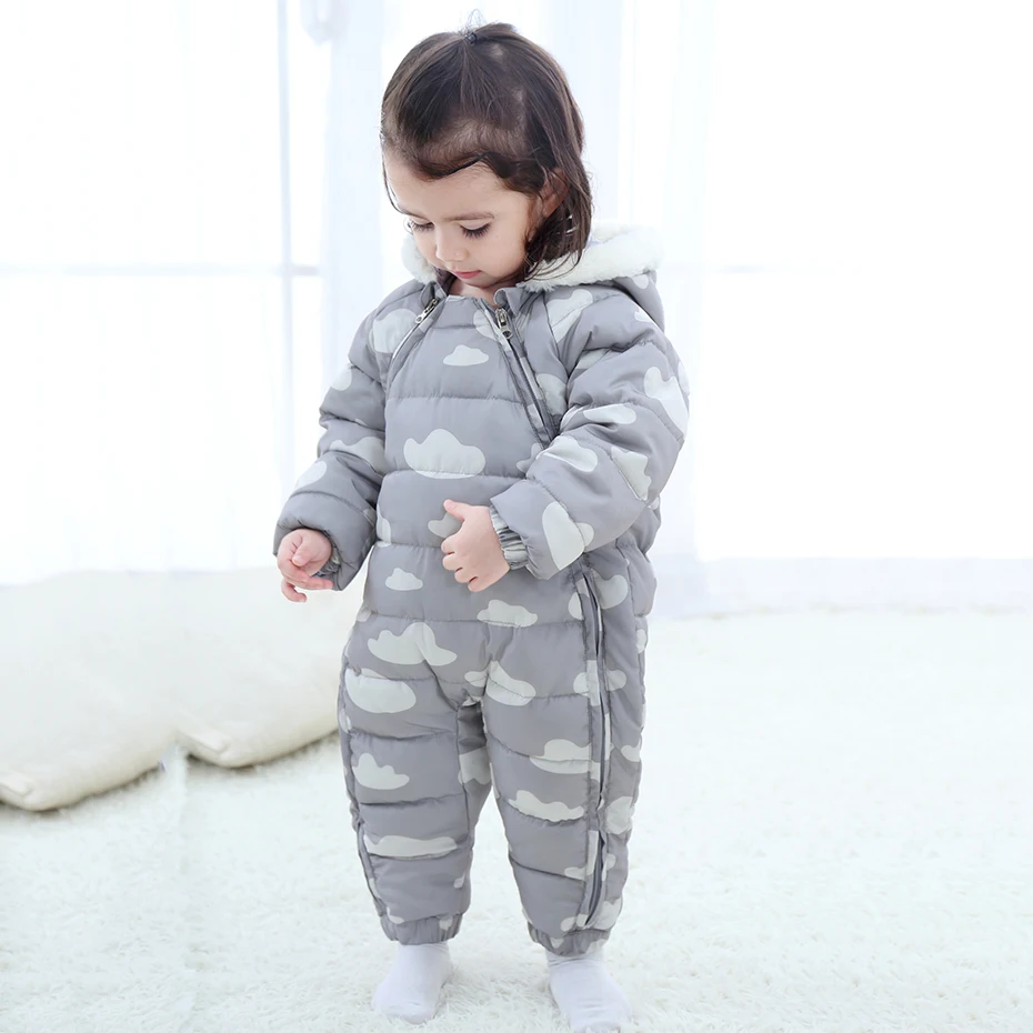 Down Cotton Baby Rompers Winter Thick Boys Costume Girls Warm Infant Snowsuit Kid Jumpsuit Children Outerwear Wear 0-36m | Детская