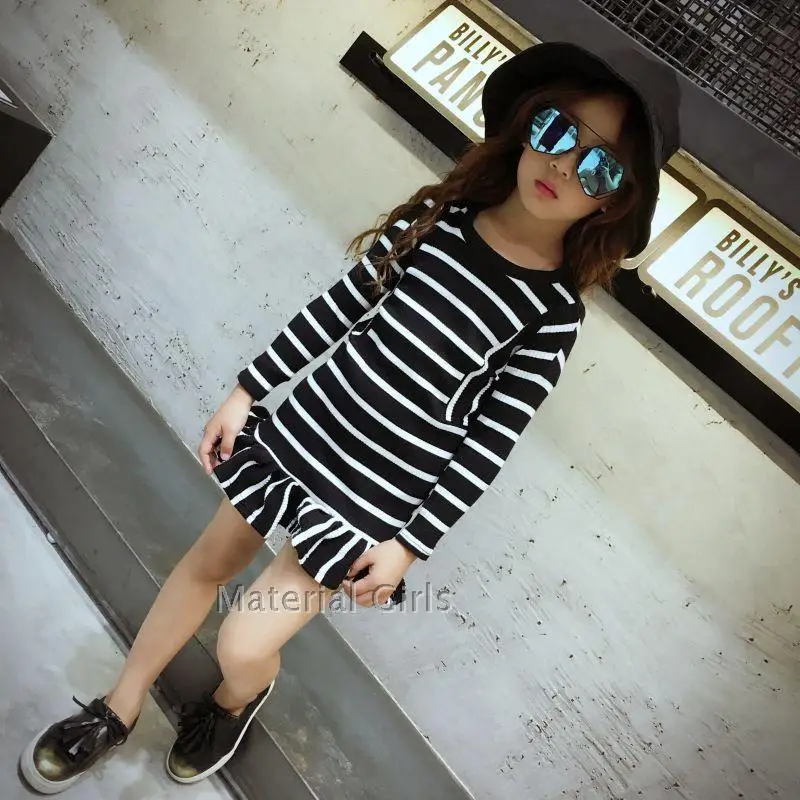 New Arrival Autumn Baby Girl Stripe Design Princess Dress Clothes Long Sleeve Cotton Mermaid Toddler 3-7 Years Old | Детская одежда и