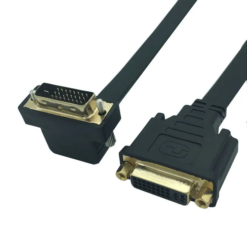 Плоский тонкий высокий DVI 24 + 5 гнездо к 1 папа 90 Угловой кабель 0 3 м|Компьютерные