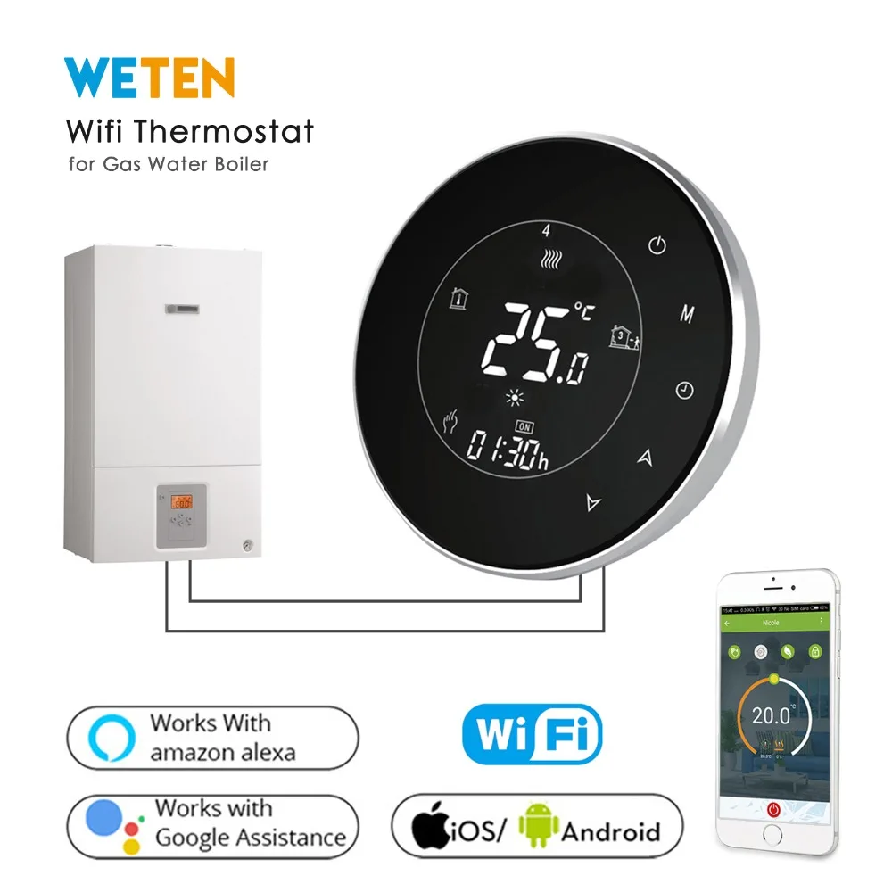 Умный Wi Fi термостат Tuya контроллер температуры для водяного газового бойлера с