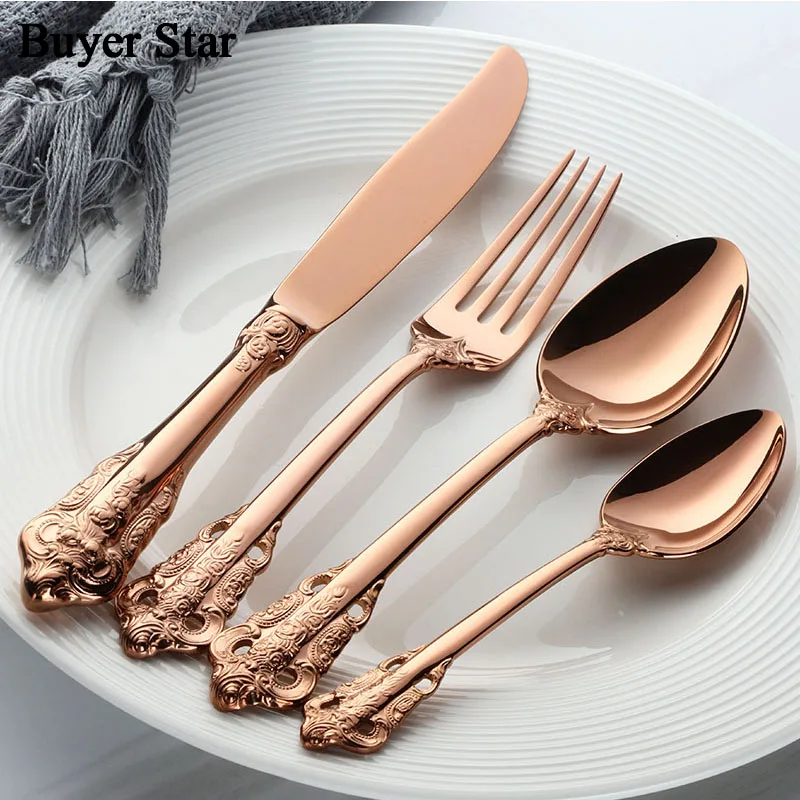 Набор столовых приборов в стиле ретро из нержавеющей стали 18/10 24 шт.|flatware set|retro