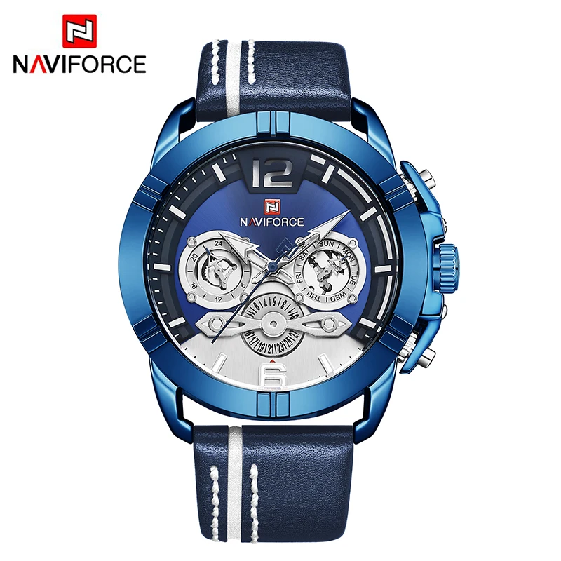 BEBEBE NAVIFORCE мужские часы класса люкс топ бренд Мужские Военные Спортивные кварцевые наручные часы мужские кожаные водонепроницаемые часы Relogio Masculino - Цвет: BEBEBE