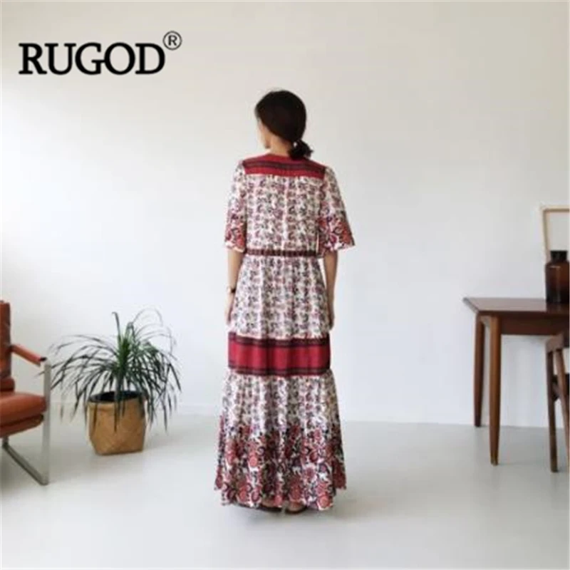 Женское длинное платье RUGOD богемное свободное кардиган с v образным вырезом и