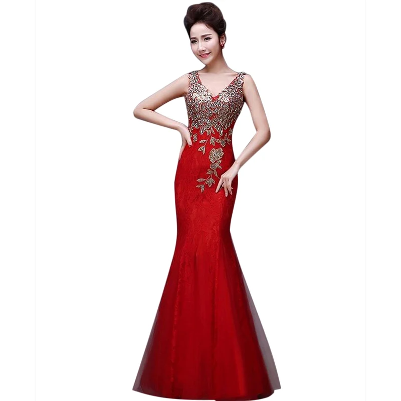 Элегантное кружевное платье подружки невесты с вышивкой Русалочки 2017 длина до