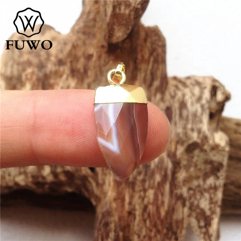 Подвеска в форме рога красного агата FUWO гальваническое покрытие из 24-каратного